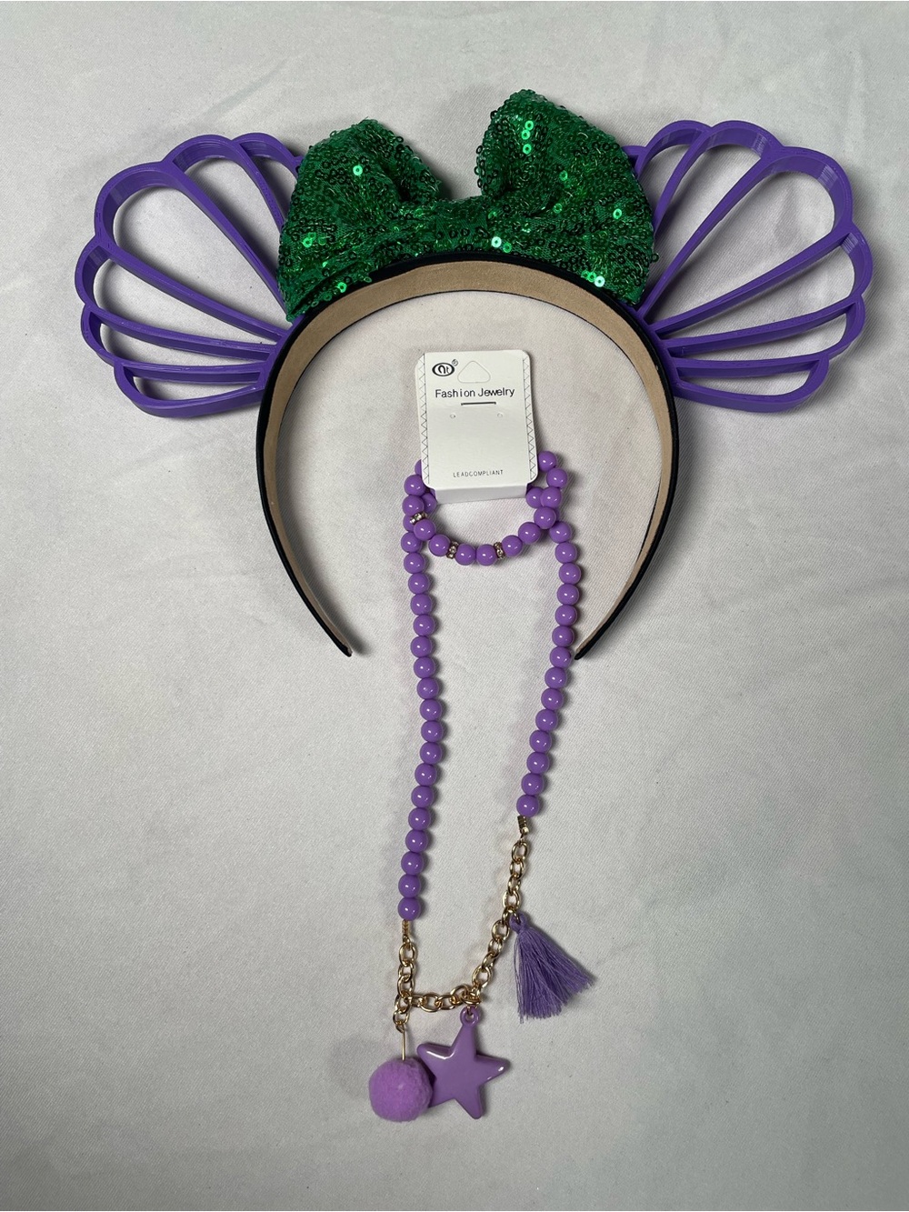 Disney Minnie /Mickey Ears Headband Little Mermaid Ariel And Free Gift Bundle
